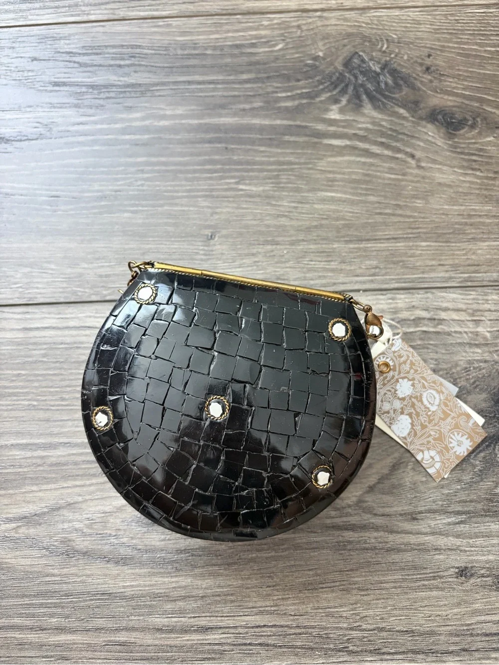 NWT Hard Shell Black Mosaic Tile Iron Bag
